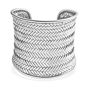 Doorbuster D'Joy Bali Legacy Woven Palm Leaf Cuff Bracelet in Sterling Silver (7.25 In) 64 Grams