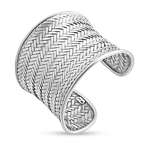 Doorbuster D'Joy Bali Legacy Woven Palm Leaf Cuff Bracelet in Sterling Silver (7.25 In) 64 Grams