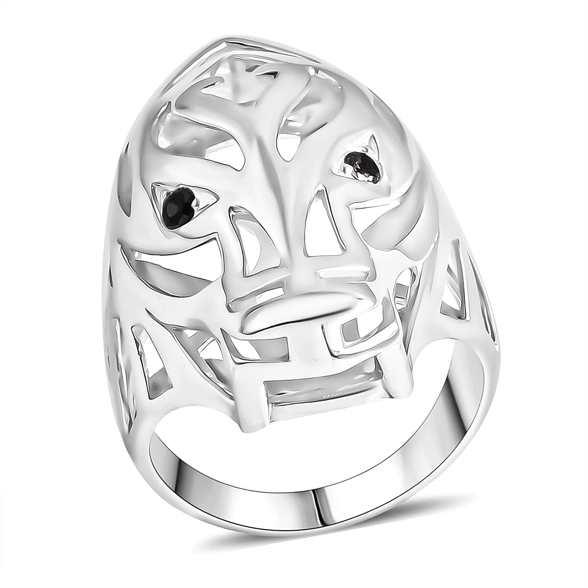 D'Joy Bali Legacy Thai Black Spinel Dragon Ring in Sterling Silver 0.20 ctw (Size 8.0)
