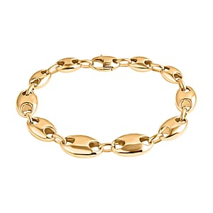 Doorbuster Luxoro Coffee Bean Link Chain Bracelet in 10K Yellow Gold (7.25 In) 7 Grams