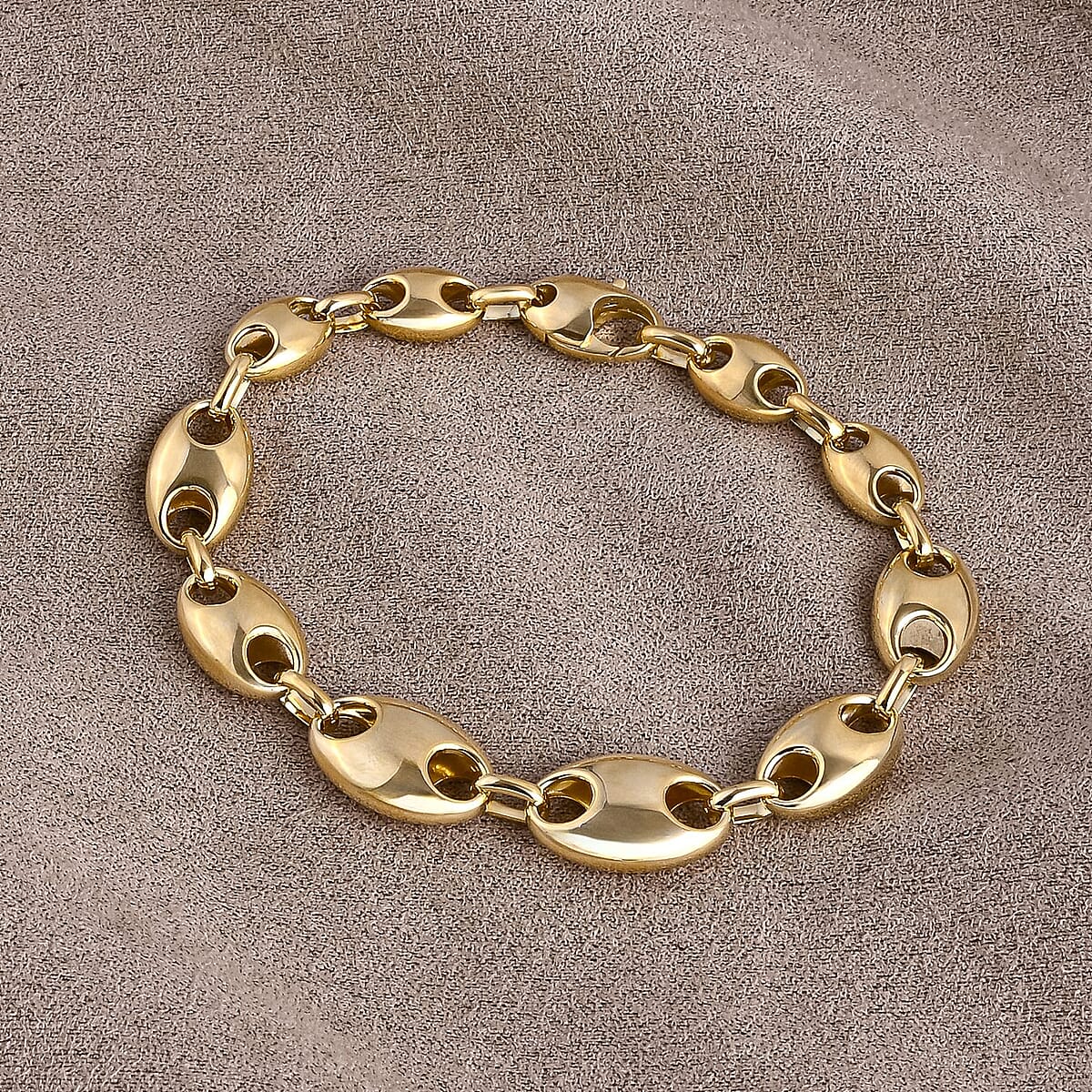 Doorbuster Luxoro Coffee Bean Link Chain Bracelet in 10K Yellow Gold (7.25 In) 7 Grams image number 1