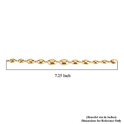 Luxoro Coffee Bean Link Chain Bracelet in 10K Yellow Gold (7.25 In) 7 Grams