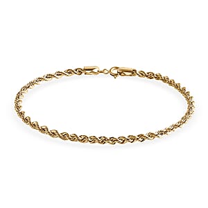 Doorbuster Rope Chain Bracelet in 10K Yellow Gold (7.25 In) 1.32 Grams