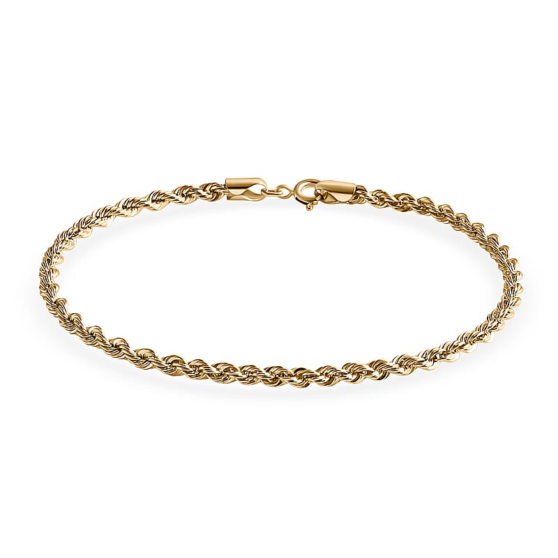 Rope Chain Bracelet in 10K Yellow Gold (7.25 In) 1.32 Grams