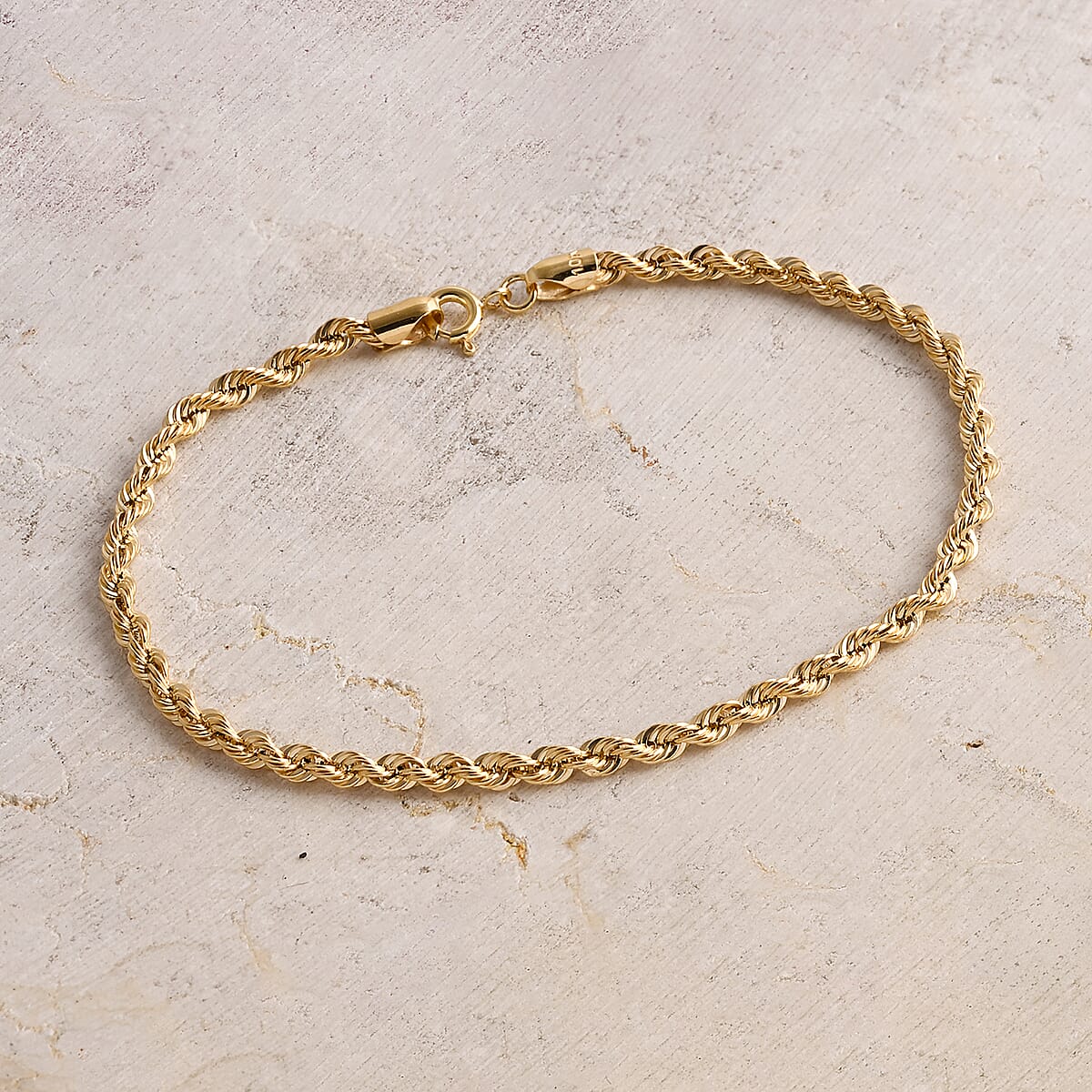 Doorbuster Rope Chain Bracelet in 10K Yellow Gold (7.25 In) 1.32 Grams image number 1