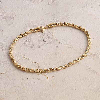Rope Chain Bracelet in 10K Yellow Gold (7.25 In) 1.32 Grams