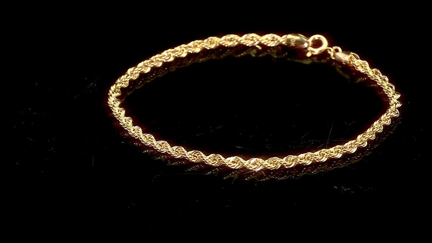 Rope Chain Bracelet in 10K Yellow Gold (7.25 In) 1.32 Grams