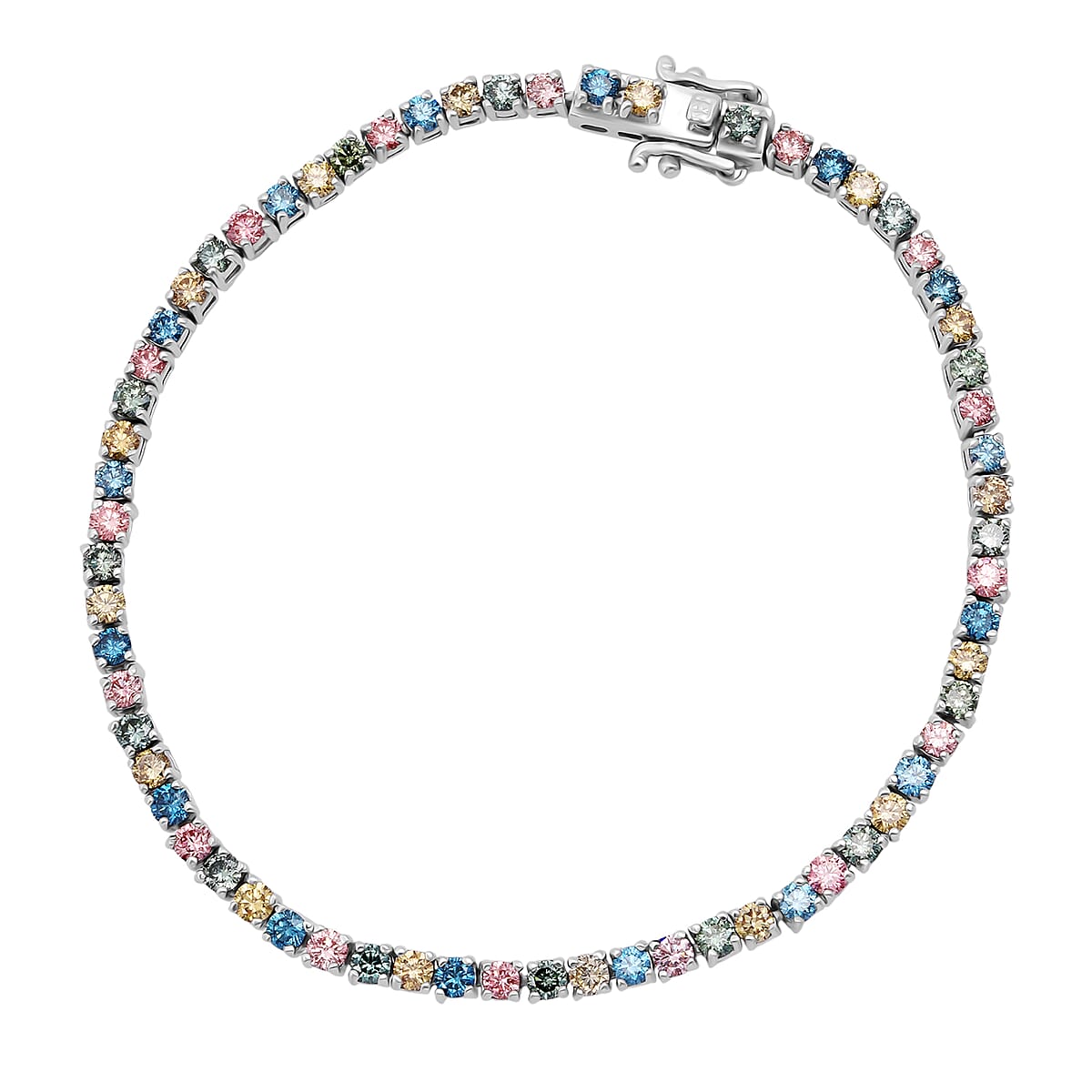 Luxuriant Lab Grown Multi Diamond SI 3.75 ctw Bracelet in Rhodium Over Sterling Silver (6.50 In) image number 0