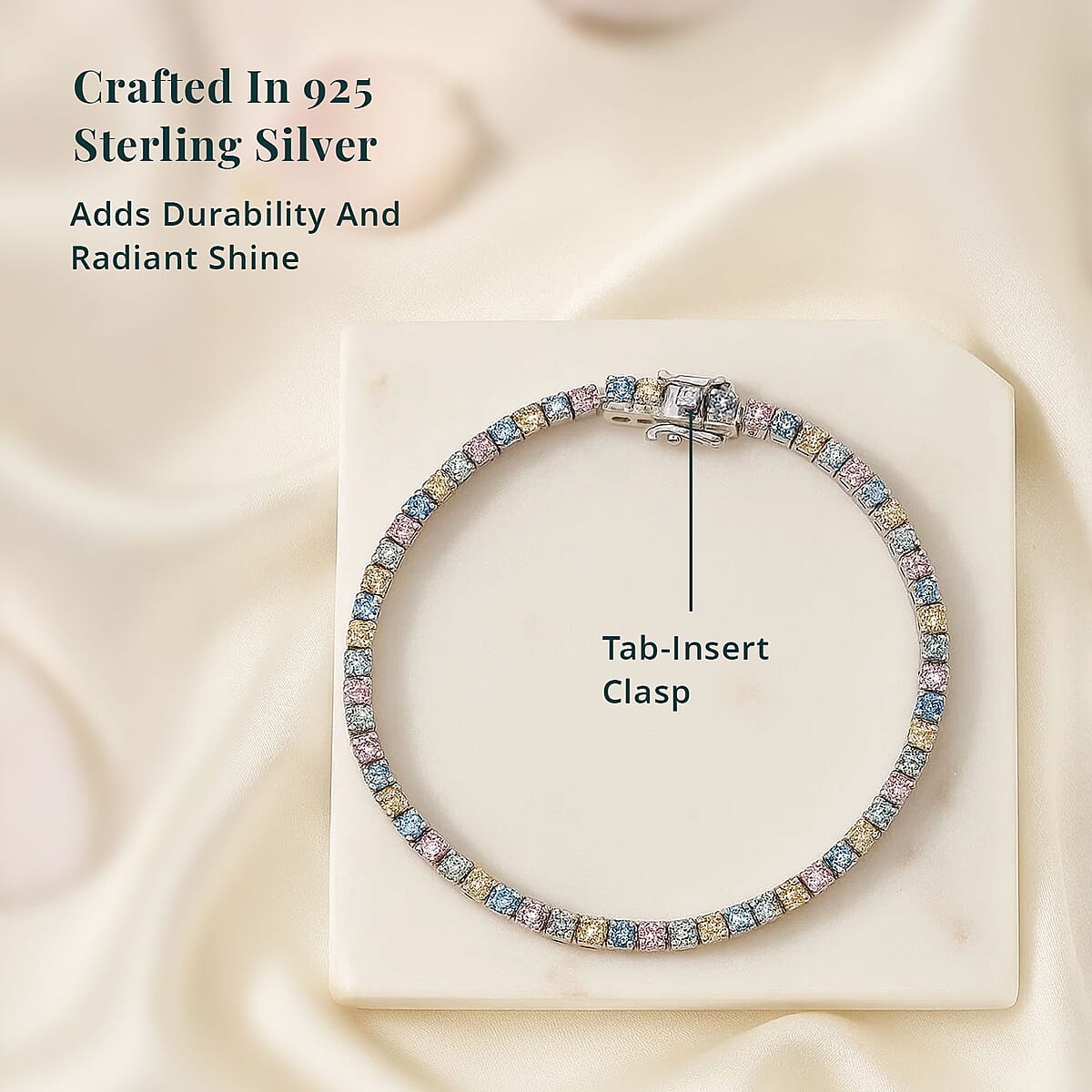 Luxuriant Lab Grown Multi Diamond SI 3.75 ctw Bracelet in Rhodium Over Sterling Silver (6.50 In) image number 4