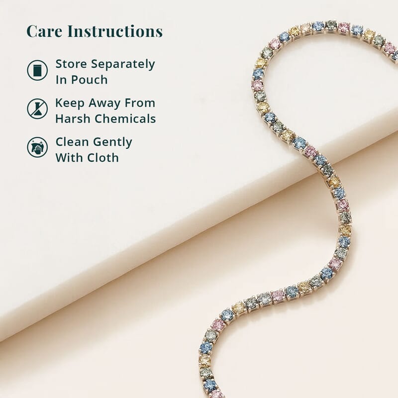 Luxuriant Lab Grown Multi Diamond SI 3.75 ctw Rainbow Symphony Bracelet in Rhodium Over Sterling Silver (6.50 In)