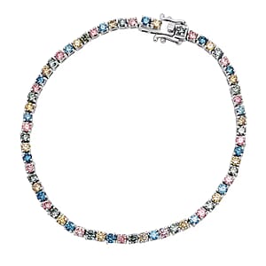 Luxuriant Lab Grown Multi Diamond SI 4.60 ctw Rainbow Symphony Bracelet in Rhodium Over Sterling Silver (8.00 In)
