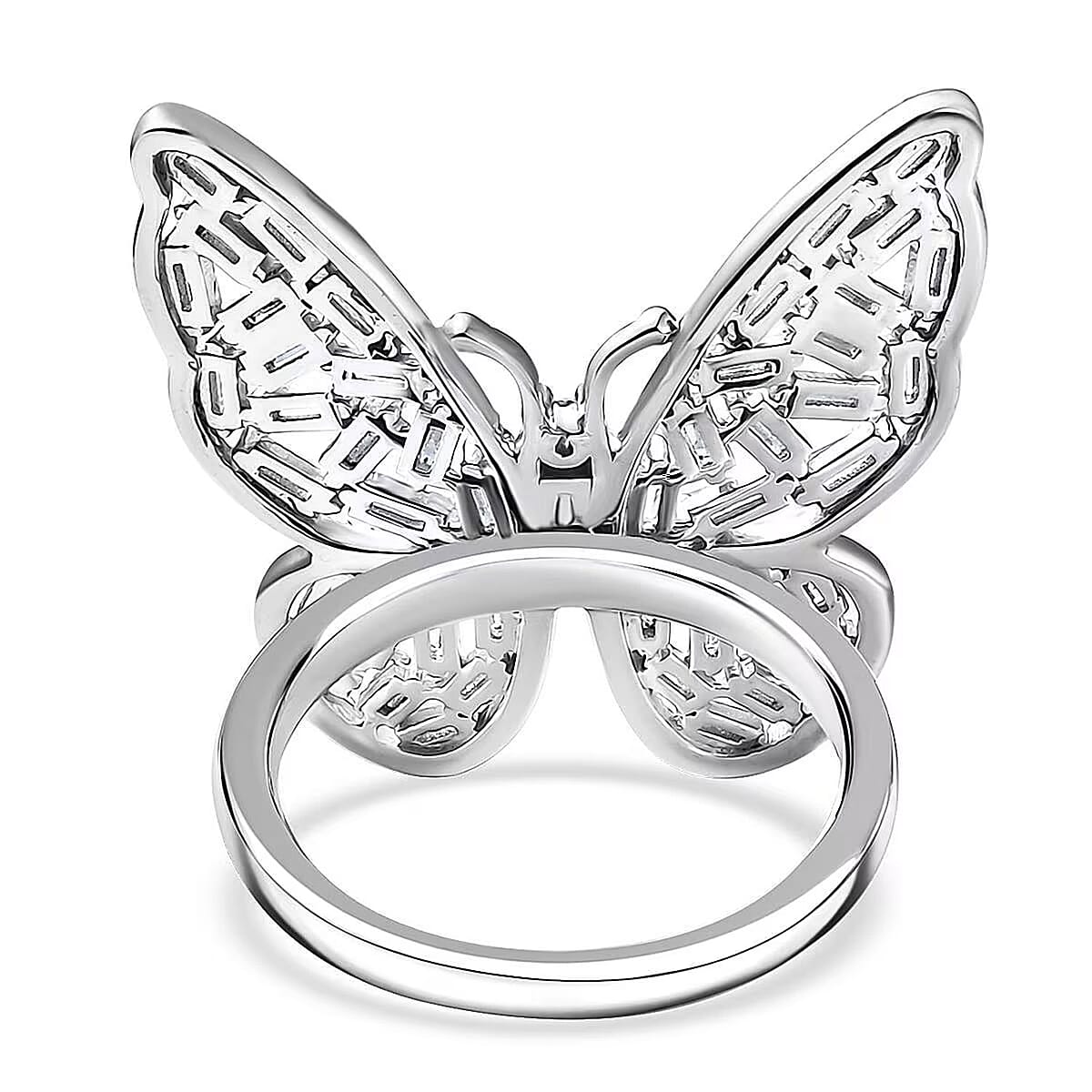 Luxuriant Lab Grown Diamond G-H SI 1.00 ctw Butterfly Ring in Rhodium Over Sterling Silver (Size 10.0) image number 7