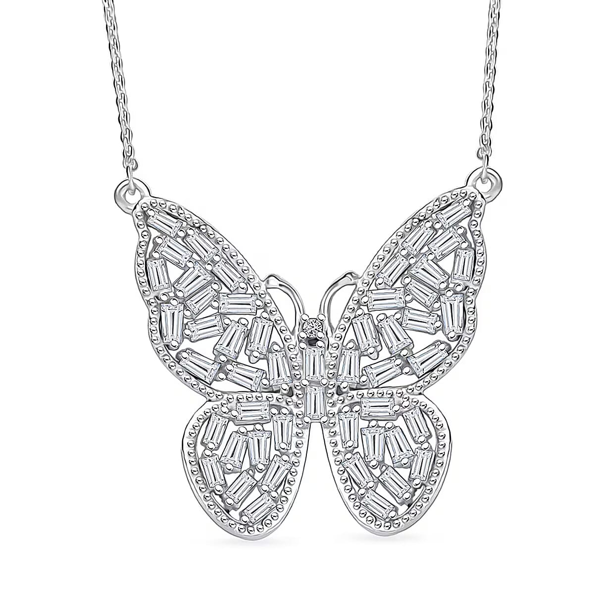 Luxuriant Lab Grown Diamond G-H SI 1.00 ctw Butterfly Necklace in Rhodium Over Sterling Silver 18 Inches image number 0