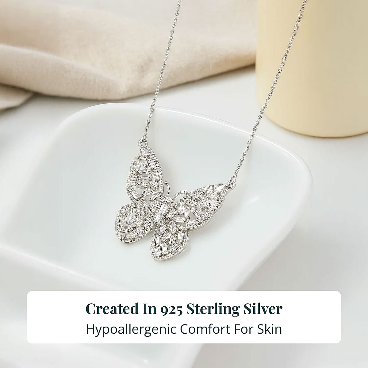 Luxuriant Lab Grown Diamond G-H SI 1.00 ctw Butterfly Necklace in Rhodium Over Sterling Silver 18 Inches image number 2