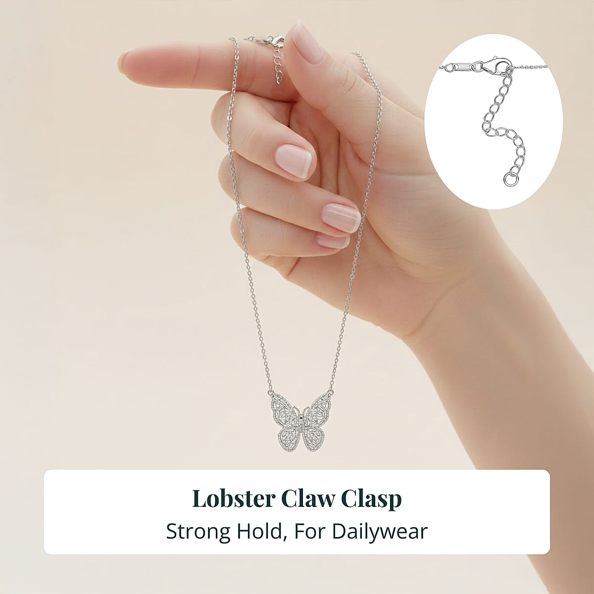 Luxuriant Lab Grown Diamond G-H SI 1.00 ctw Butterfly Necklace in Rhodium Over Sterling Silver 18 Inches image number 5