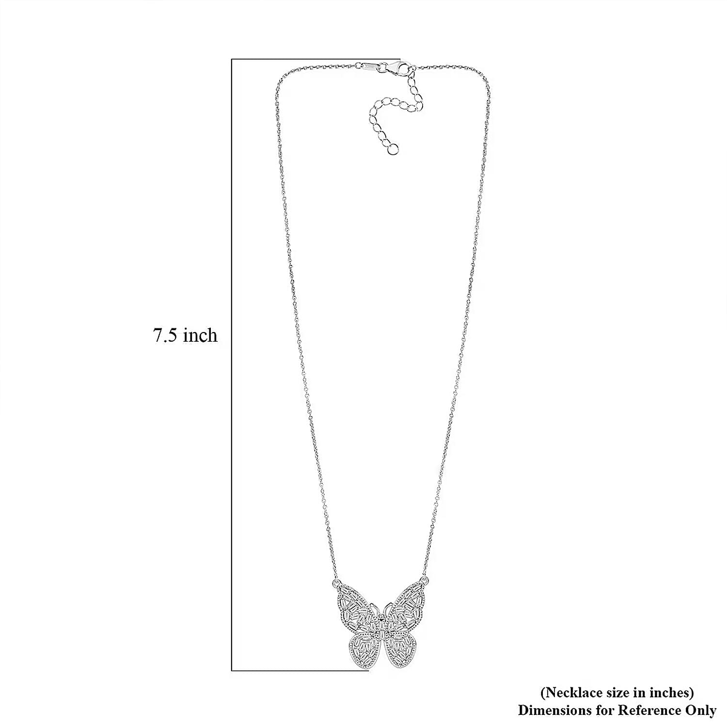 Luxuriant Lab Grown Diamond G-H SI 1.00 ctw Butterfly Necklace in Rhodium Over Sterling Silver 18 Inches