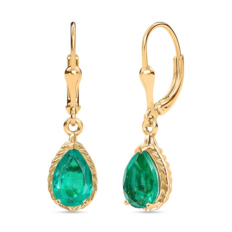 D'Joy Emeraldine Quartz (Triplet) 3.10 ctw Lever Back Earrings in 18K YG Plated Sterling Silver