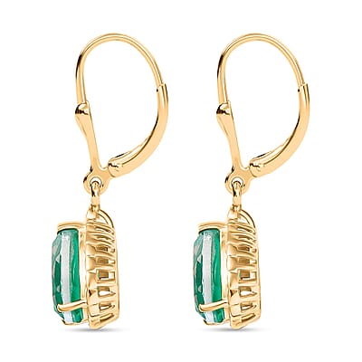 D'Joy Emeraldine Quartz (Triplet) 3.10 ctw Lever Back Earrings in 18K YG Plated Sterling Silver