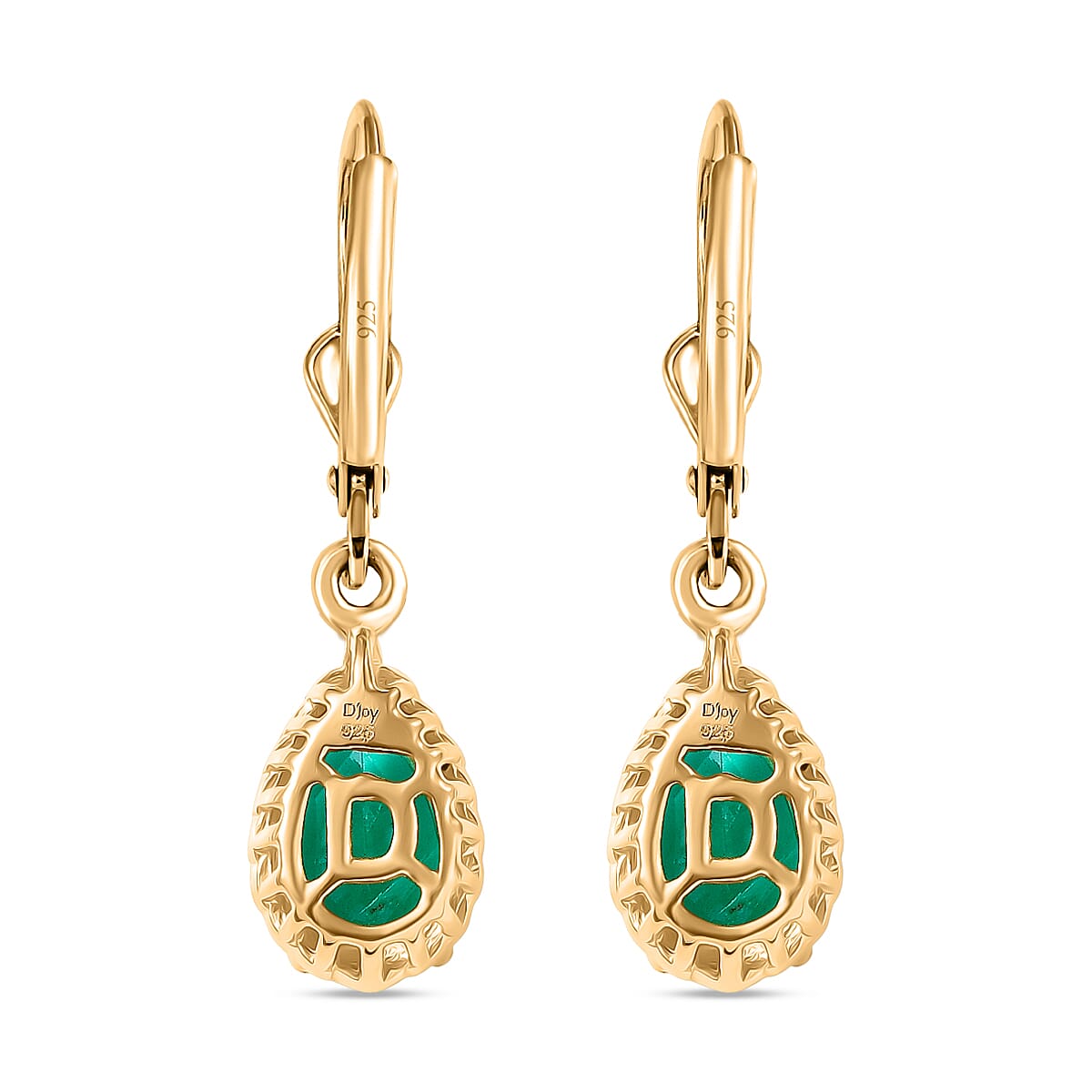 D'Joy Emeraldine Quartz (Triplet) 3.10 ctw Lever Back Earrings in 18K YG Plated Sterling Silver