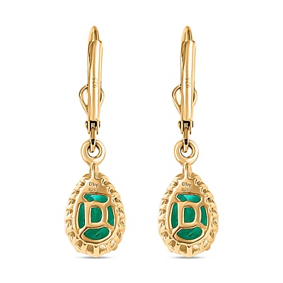 D'Joy Emeraldine Quartz (Triplet) 3.10 ctw Lever Back Earrings in 18K YG Plated Sterling Silver