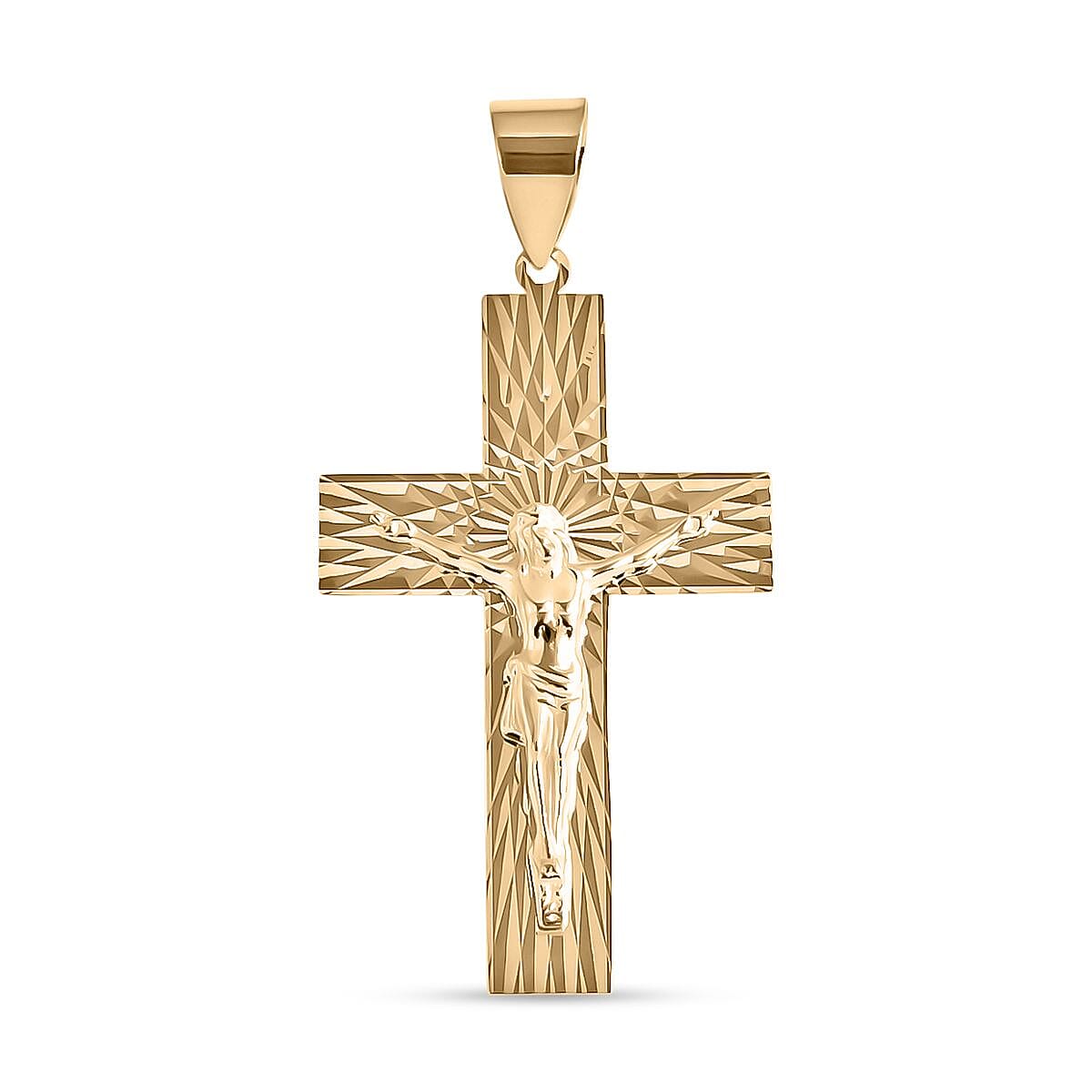 Doorbuster Luxoro Diamond-cut Crucifix Pendant without Chain in 10K Yellow Gold 3.20 Grams image number 0