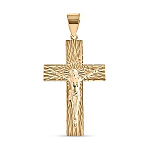 Doorbuster Luxoro Diamond-cut Crucifix Pendant without Chain in 10K Yellow Gold 3.20 Grams