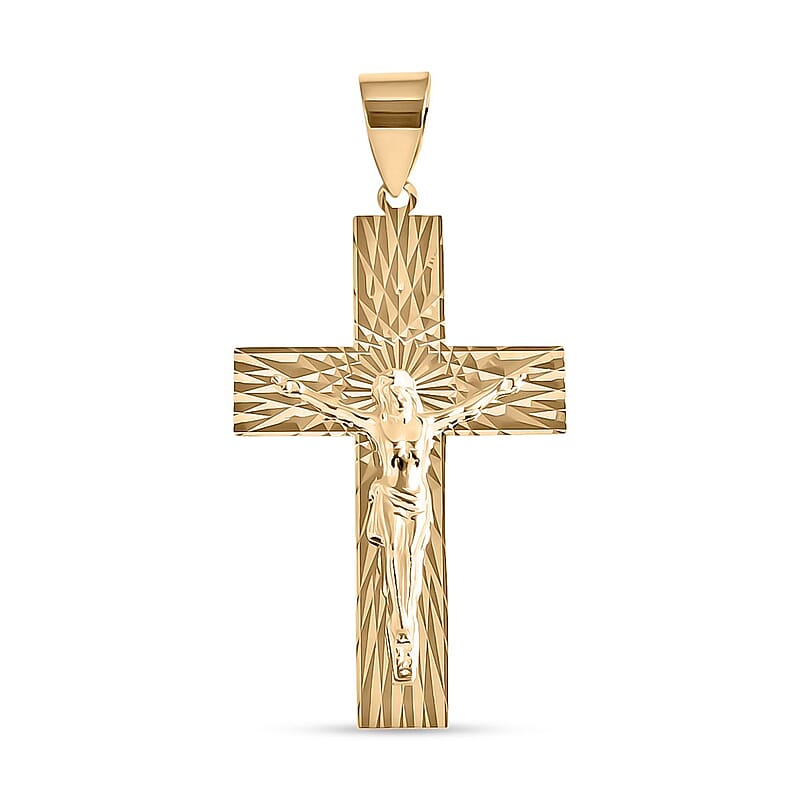 Luxoro Diamond-cut Crucifix Pendant without Chain in 10K Yellow Gold 3.20 Grams