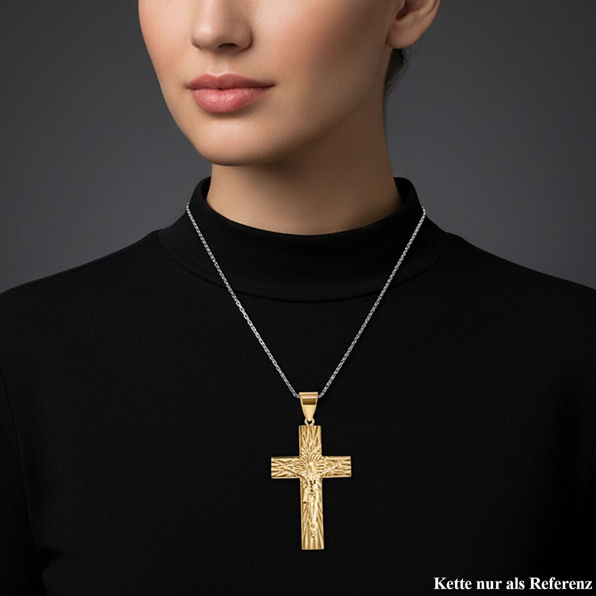 Doorbuster Luxoro Diamond-cut Crucifix Pendant without Chain in 10K Yellow Gold 3.20 Grams image number 2