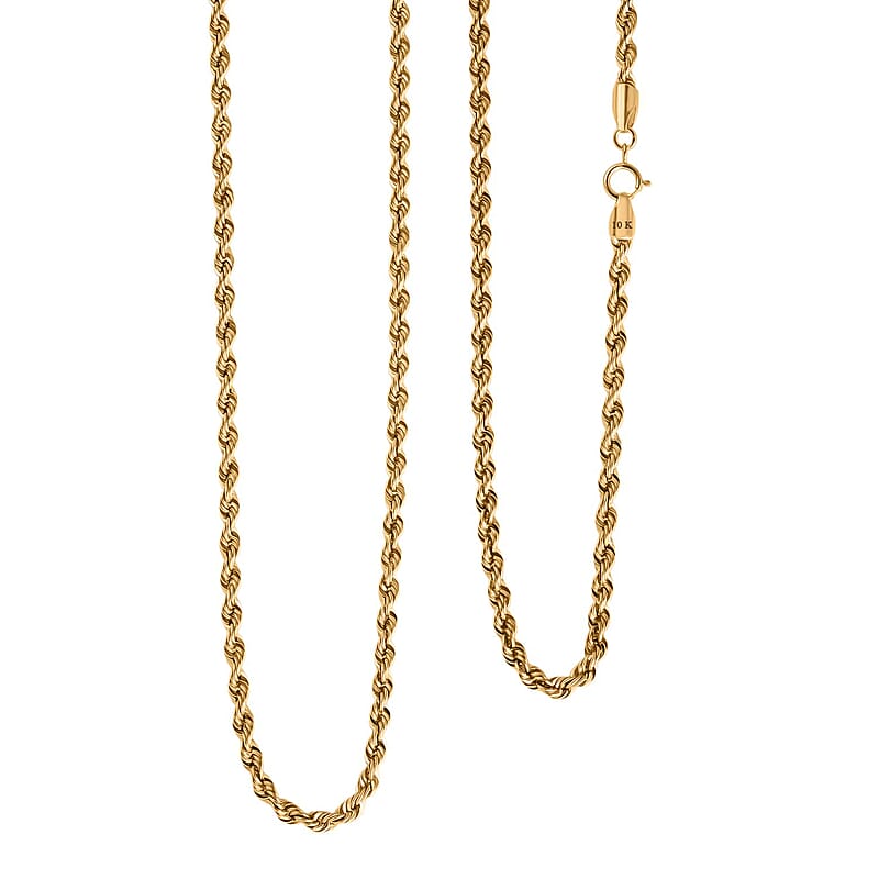 2.70mm Rope Chain Necklace in 10K Yellow Gold 3.10 Grams 20 Inches