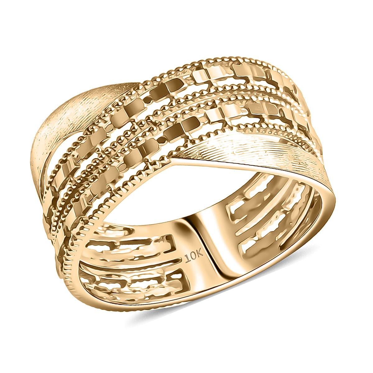 Doorbuster Luxoro Weave Royale Ring in 10K Yellow Gold (Size 8.0) 3.08 Grams image number 0