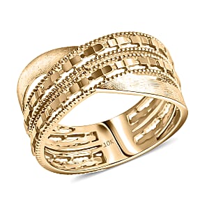 Doorbuster Luxoro Weave Royale Ring in 10K Yellow Gold (Size 8.0) 3.08 Grams