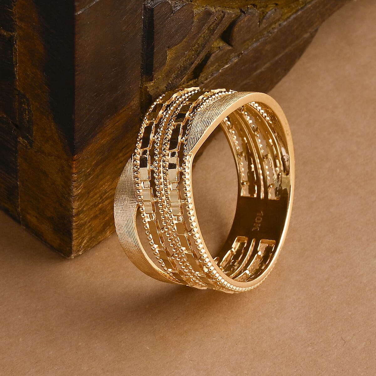 Doorbuster Luxoro Weave Royale Ring in 10K Yellow Gold (Size 8.0) 3.08 Grams image number 1