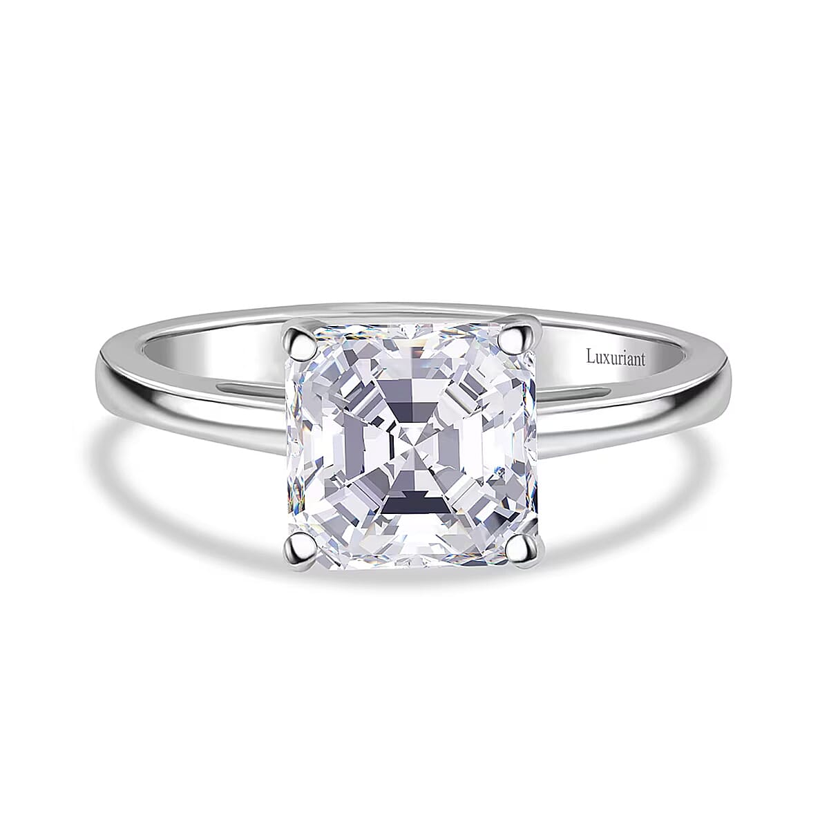 IGI Certified Asscher Cut Luxuriant Lab Grown Diamond E-F VS 3.00 ctw Solitaire Ring in 950 Platinum (Size 8.0) 5 Grams image number 0