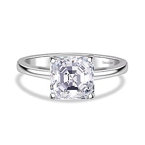 IGI Certified Asscher Cut Luxuriant Lab Grown Diamond E-F VS 3.00 ctw Solitaire Ring in 950 Platinum (Size 8.0) 5 Grams