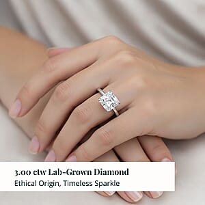 IGI Certified Luxuriant Asscher Cut Luxuriant Lab Grown Diamond Solitaire Ring in 950 Platinum 3.00 ctw (Size 8.0)