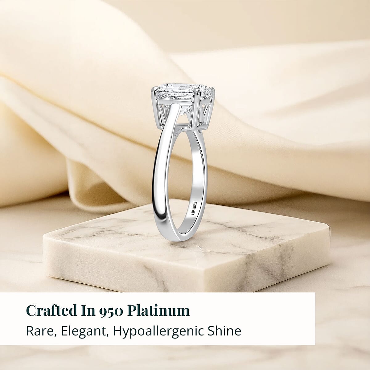 IGI Certified Asscher Cut Luxuriant Lab Grown Diamond E-F VS 3.00 ctw Solitaire Ring in 950 Platinum (Size 8.0) 5 Grams image number 2