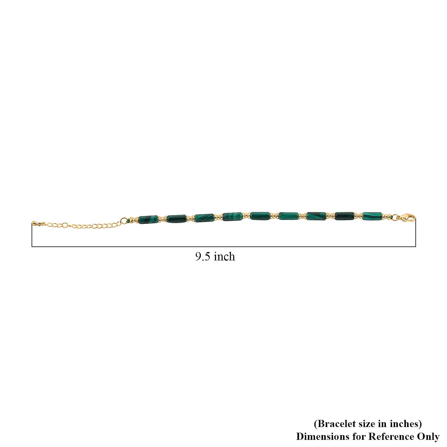 African Malachite 32.00 ctw Bracelet in Goldtone (7.00-9.00In)
