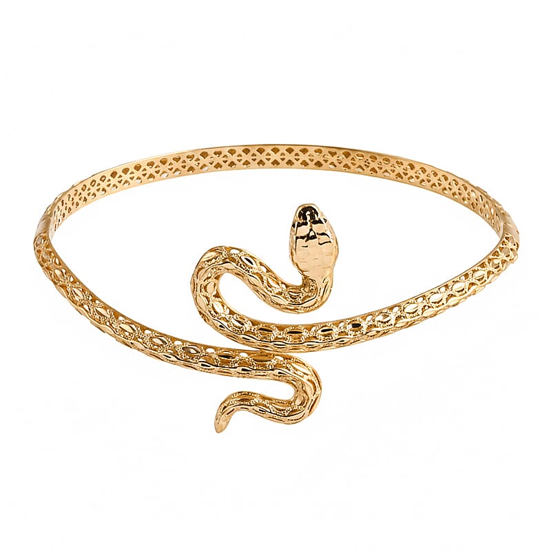 Luxoro 10K Yellow Gold Serpent Bangle Bracelet (7.25 In) 8.15 Grams