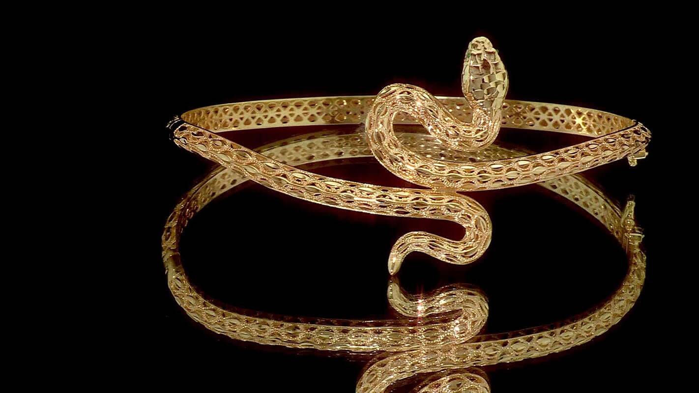 Luxoro 10K Yellow Gold Serpent Bangle Bracelet (7.25 In) (8.15 g)