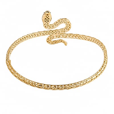 Luxoro 10K Yellow Gold Serpent Bangle Bracelet (7.25 In) 8.15 Grams