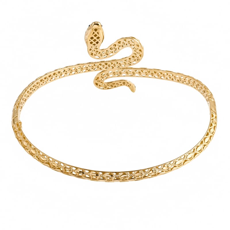 Luxoro 10K Yellow Gold Serpent Bangle Bracelet (7.25 In) 8.15 Grams