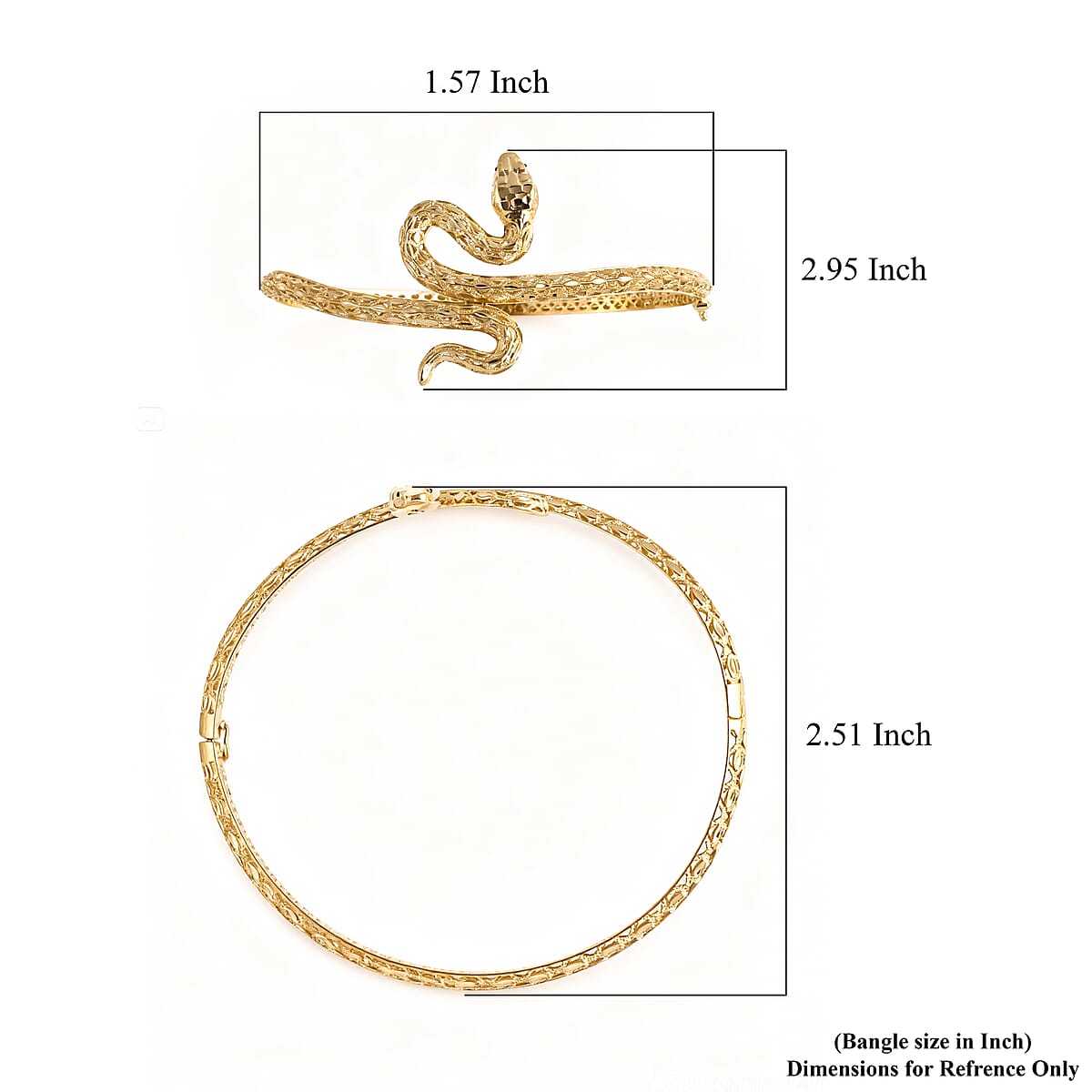 Luxoro 10K Yellow Gold Serpent Bangle Bracelet (7.25 In) 8.15 Grams image number 5
