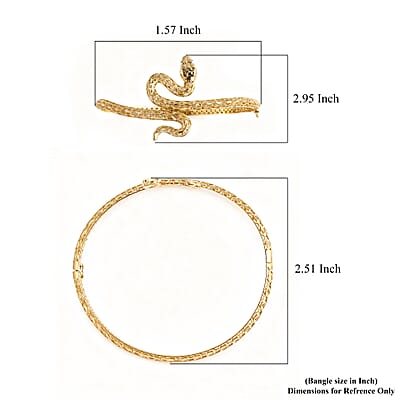Luxoro 10K Yellow Gold Serpent Bangle Bracelet (7.25 In) 8.15 Grams