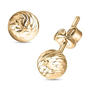 Doorbuster  Diamond-cut Ball Stud Earrings in 10K Yellow Gold 0.90 Grams