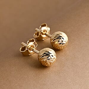   Diamond-cut Ball Stud Earrings in 10K Yellow Gold 0.90 Grams