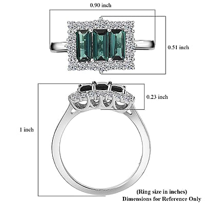 Certified & Appraised Pirineu Lagoon Tourmaline, Lab Grown Diamond Ring in 10K White Gold 1.50 ctw (Size 6.0)