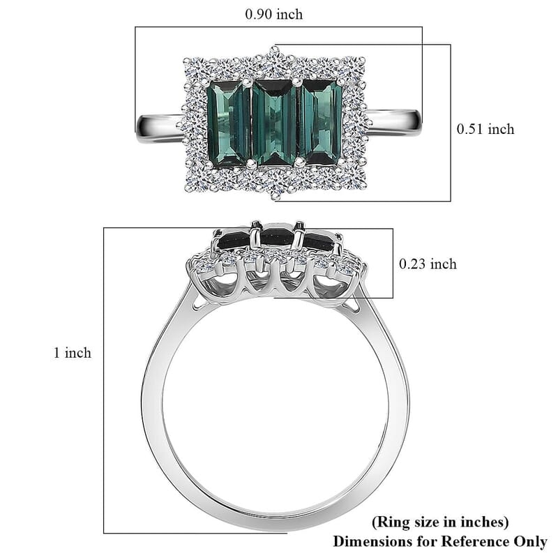 Certified & Appraised Pirineu Lagoon Tourmaline, Lab Grown Diamond Ring in 10K White Gold 1.50 ctw (Size 6.5)