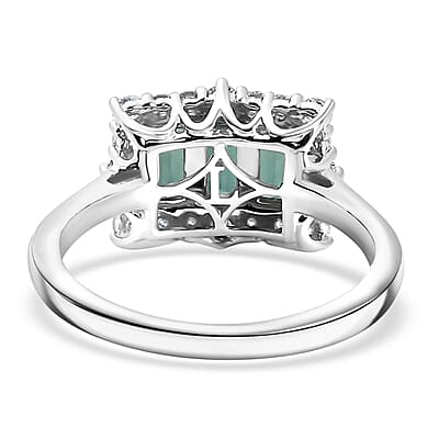 Certified & Appraised Pirineu Lagoon Tourmaline, Lab Grown Diamond Ring in 10K White Gold 1.50 ctw (Size 7.0)