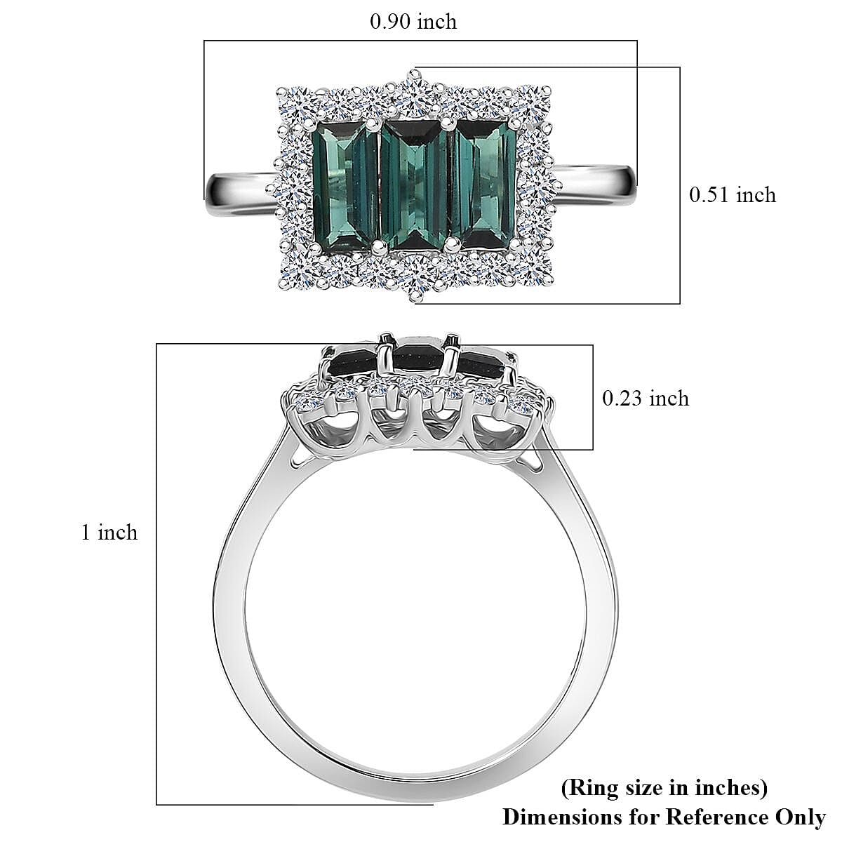 Certified & Appraised Premium Pirineu Lagoon Tourmaline and Luxuriant Lab Grown Diamond G-H SI 1.50 ctw Ring in 10K White Gold (Size 7.0)  image number 5