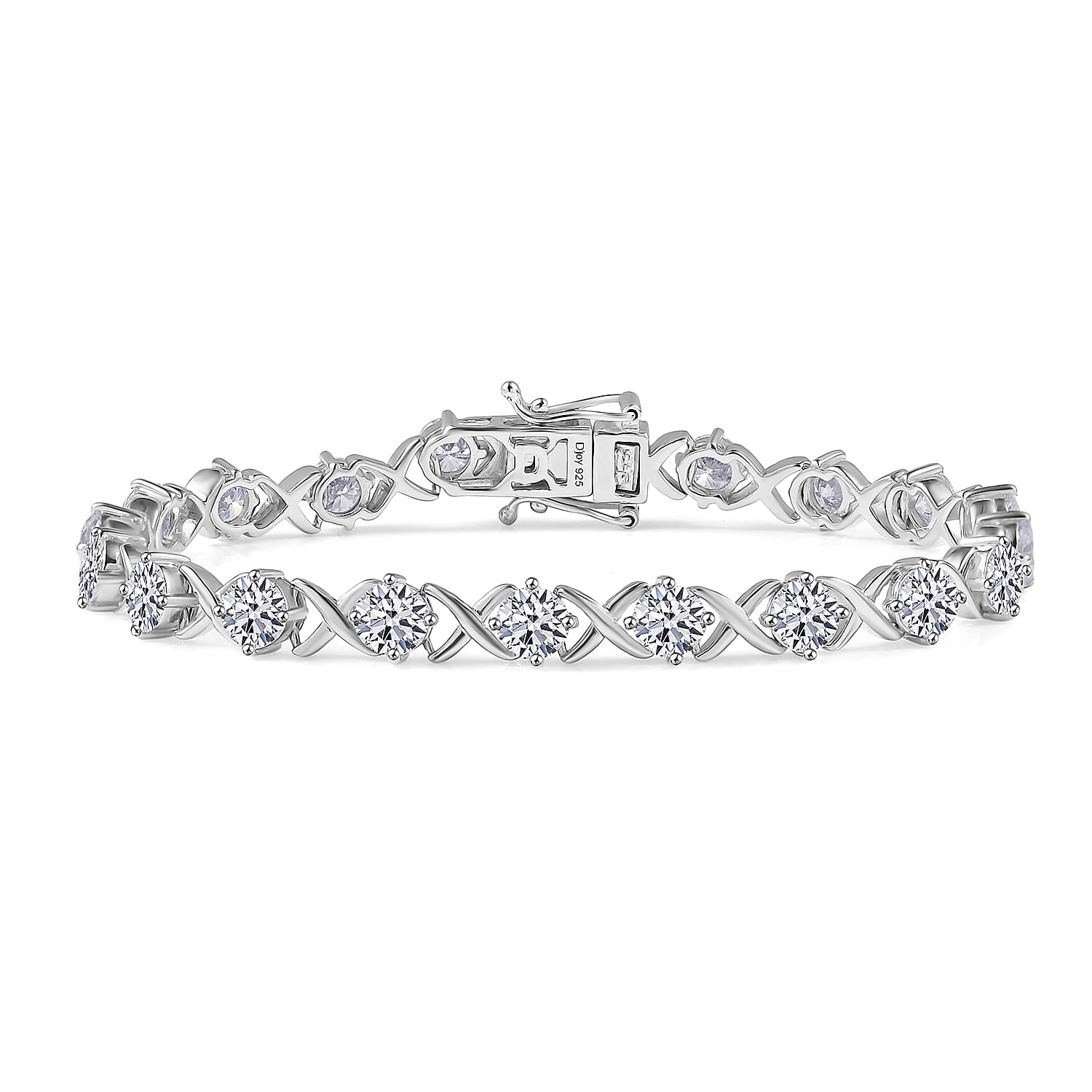 D'Joy Moissanite 8.20 ctw Bracelet in Rhodium Over Sterling Silver (7.25 In)